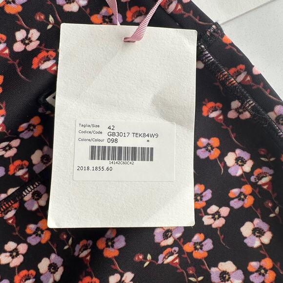 Giambattista Valli NWT Made in Italy Dark Floral Structured Seaming Leggings 6 8 - Picture 7 of 12